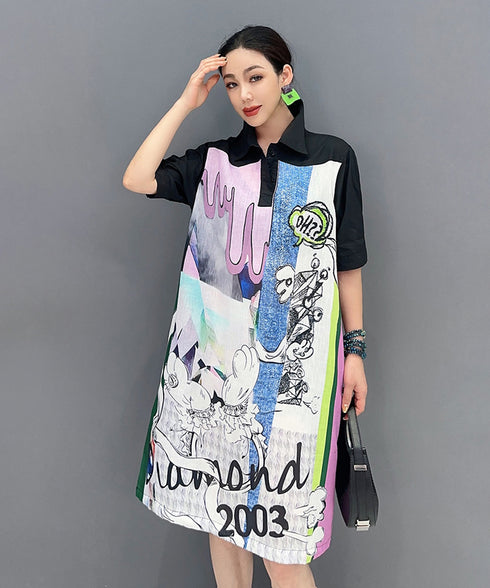 Graphic Patch Denim Dress